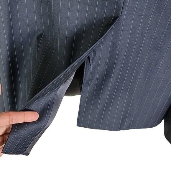 Lauren Ralph Lauren Pinstripe Wool Suit Jacket Blazer 48L Blue Navy Two Button - Picture 8 of 15